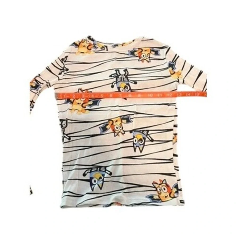 Bluey‎ Halloween Pajamas Set Kids Size 10 Cotton Bat Skeleton Bingo White Stripe